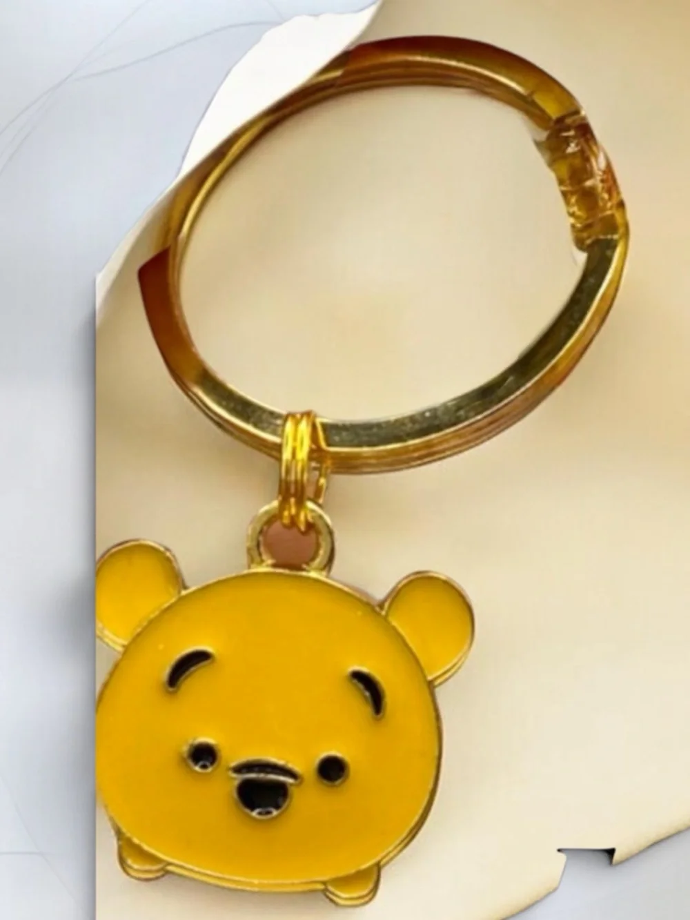 Disney Winnie the Pooh inspired Enamel Keychain - Orange Yellow Gold Hardware